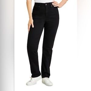Style & Co. High-Rise Curvy-Fit Straight-Leg Jeans (Deep Black)